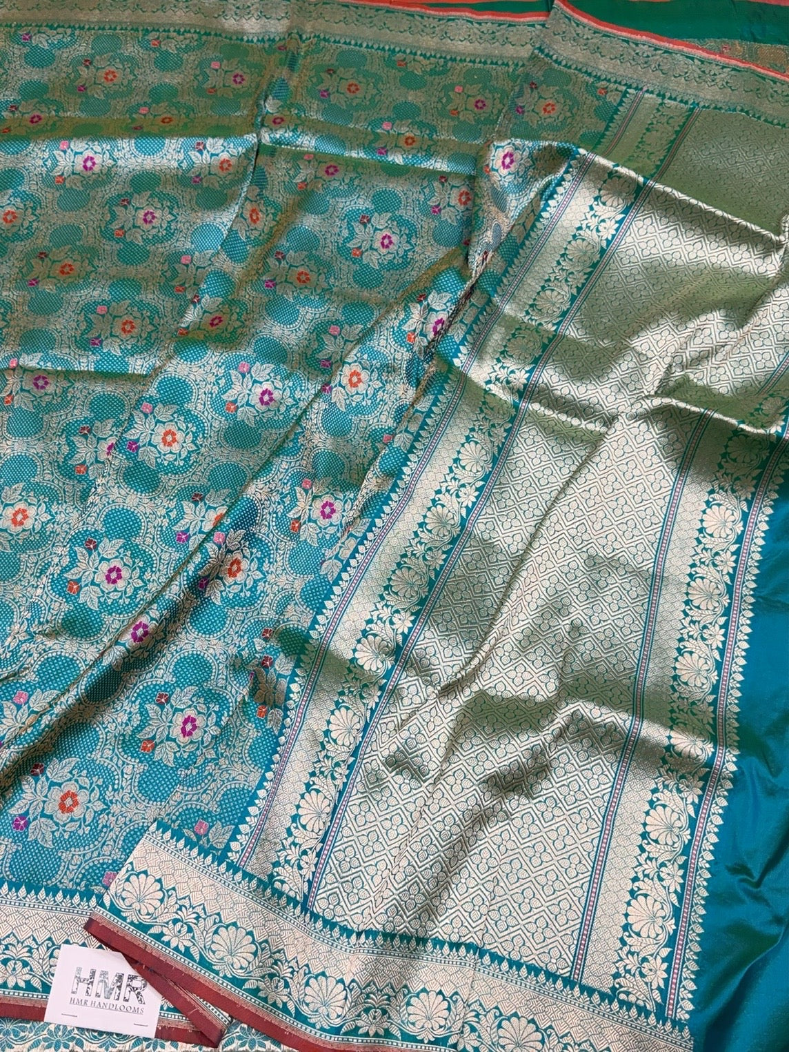 Sea Green Handwoven Pure Banarasi Brocade Saree