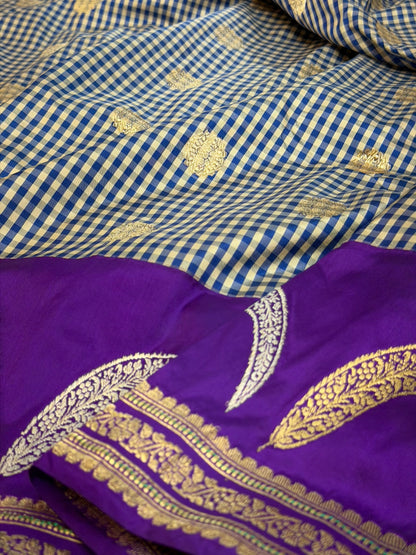 Purple handwoven Pure Banarasi Ektara Silk Saree