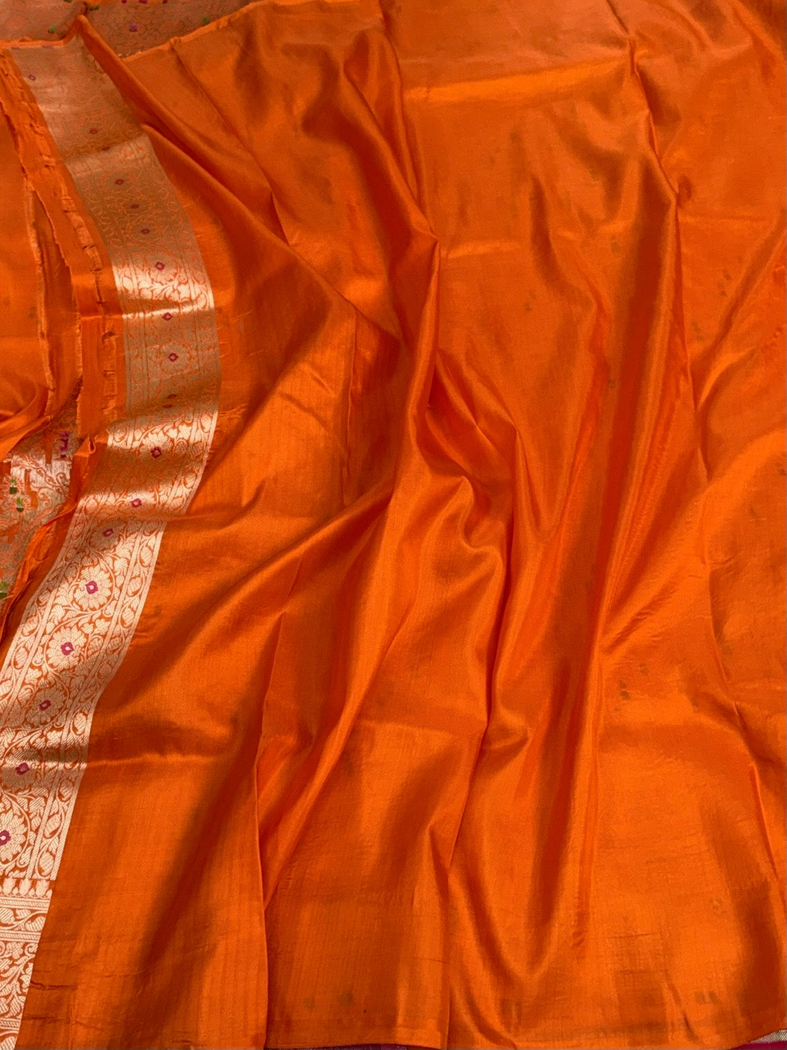 Orange Minakari Banarasi Pure Katan Silk Saree