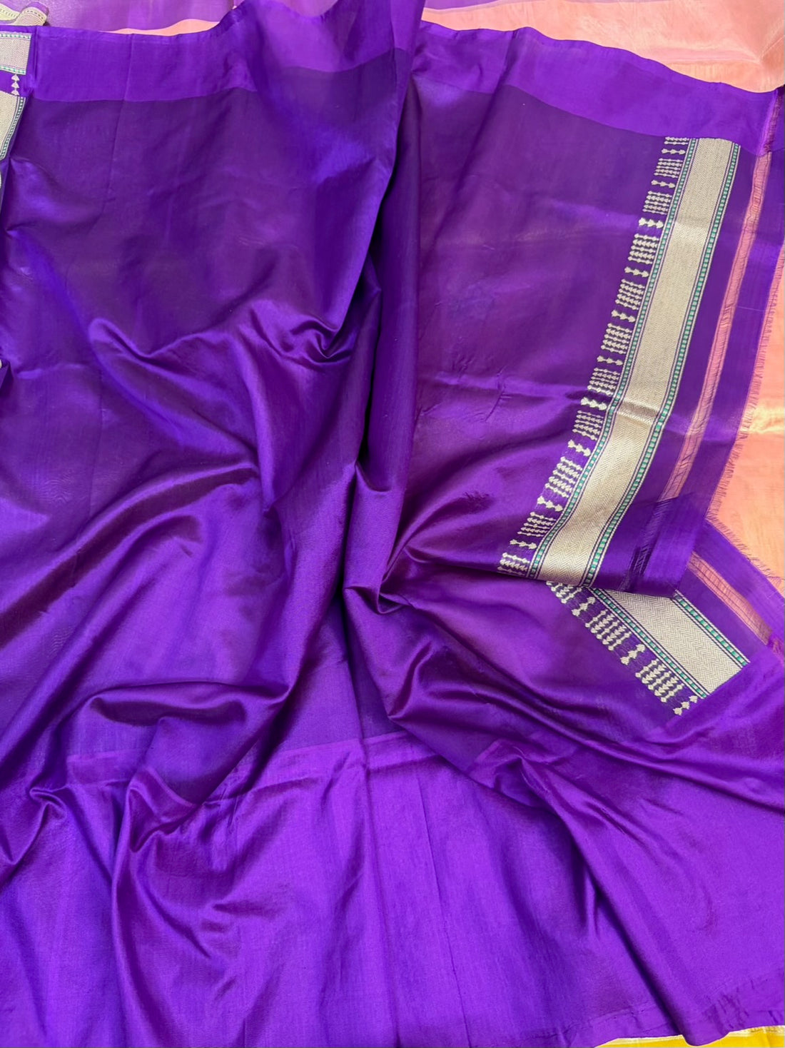 Peach Handwoven Pure Banarasi Tissue Saree