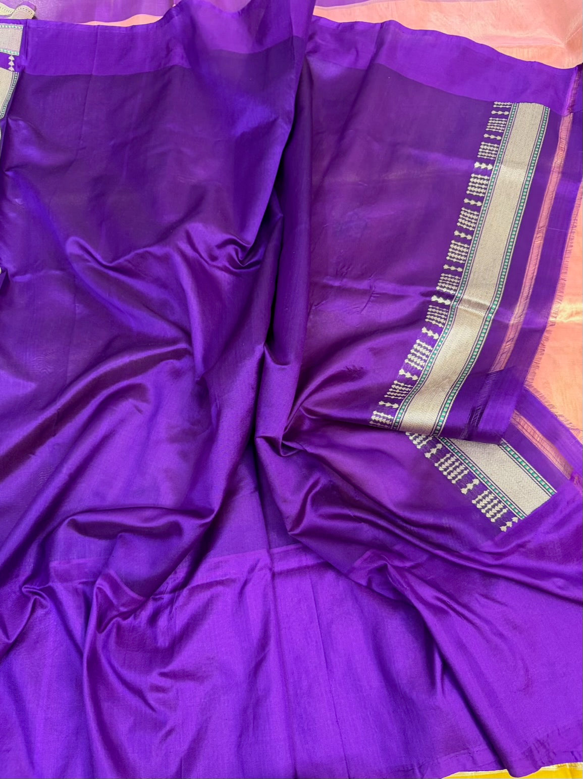 Peach Handwoven Pure Banarasi Tissue Saree