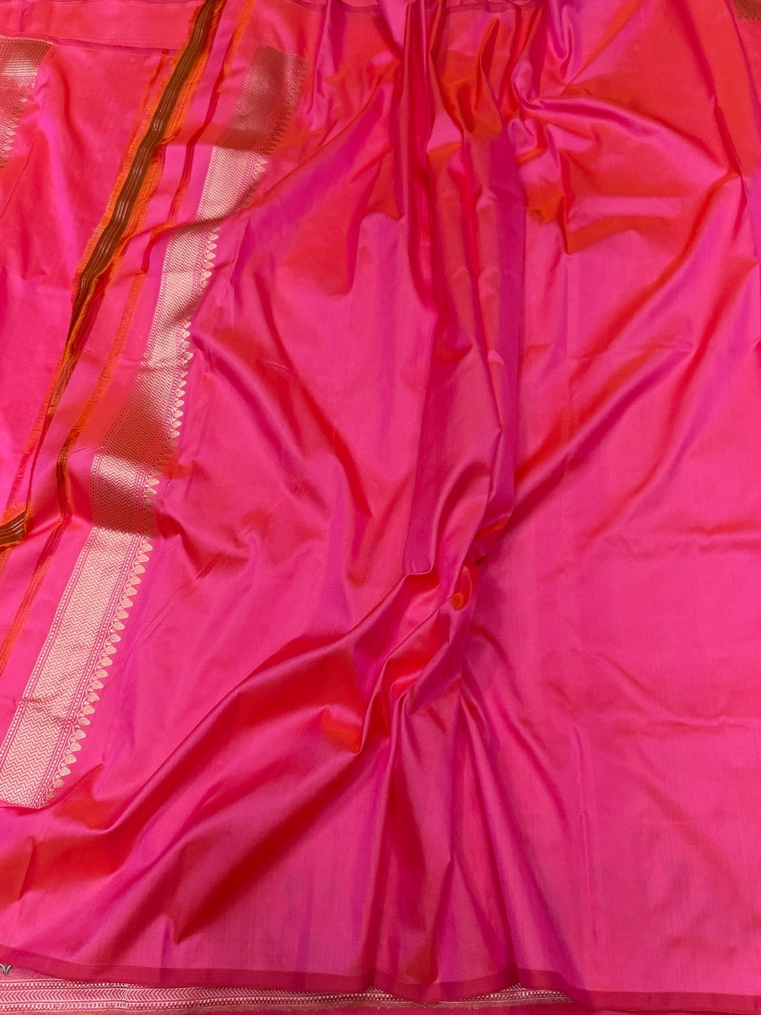 Orangish Pink Handwoven Pure Banarasi Silk Saree