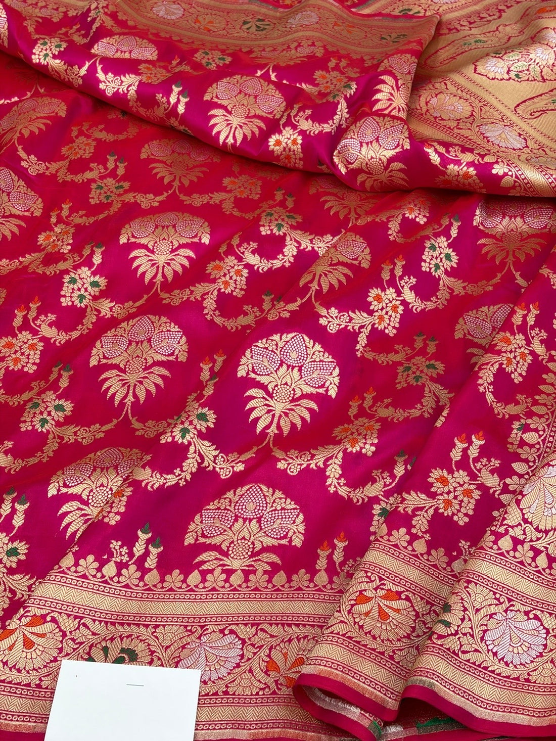 Rani Pink Banarasi Minakari Pure Katan Silk Saree