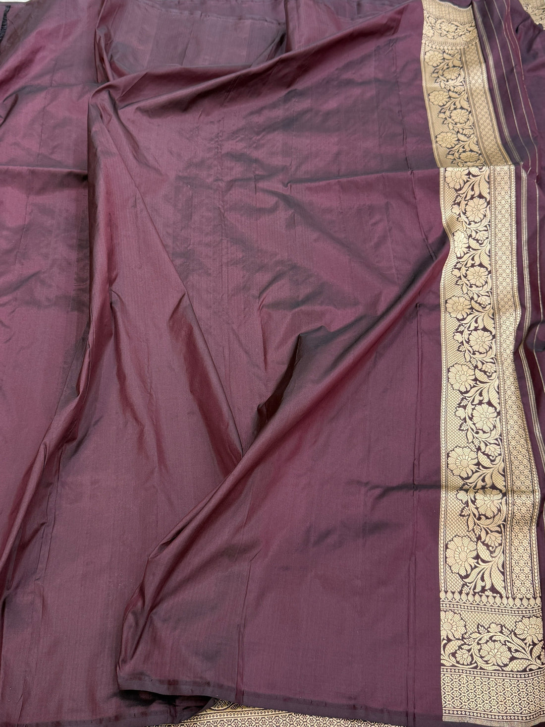 Wine Handwoven Pure Banarasi Silk Saree