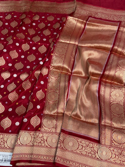 Red Handwoven Pure Silk Banarasi Saree