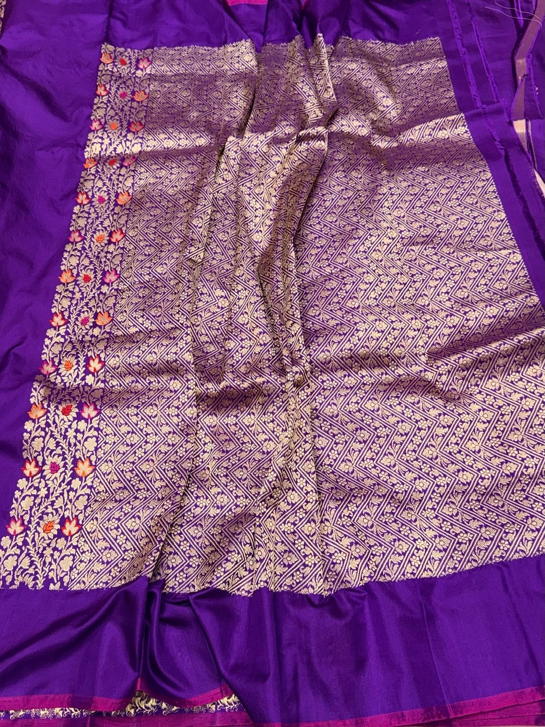 Purple Handwoven Pure Banarasi Ektara Silk Saree