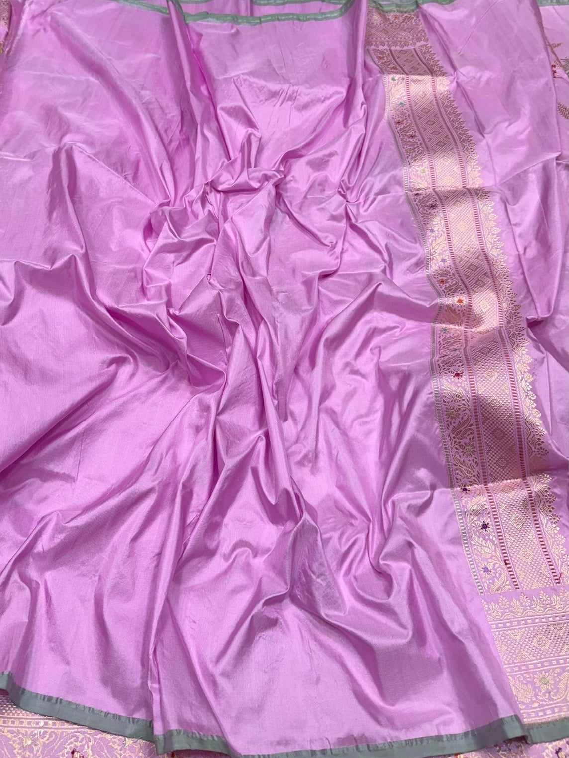 Lavender Pink Handwoven Pure Banarasi Silk Saree | Pure Katan Silk | Kadwa Weave | HMR Handlooms