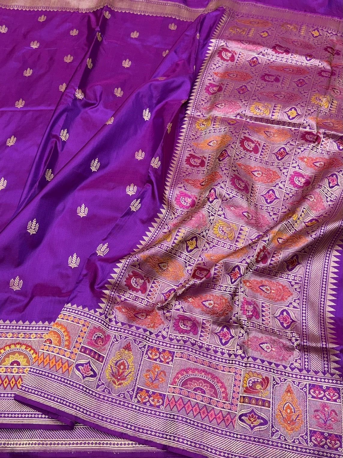 Purple Handwoven Pure Banarasi Silk Saree