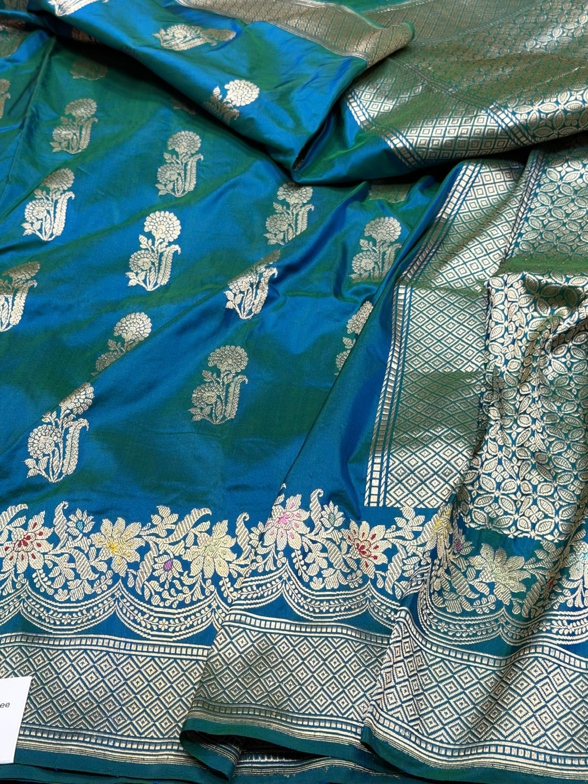 Peacock Blue Handwoven Pure Banarasi Silk Saree
