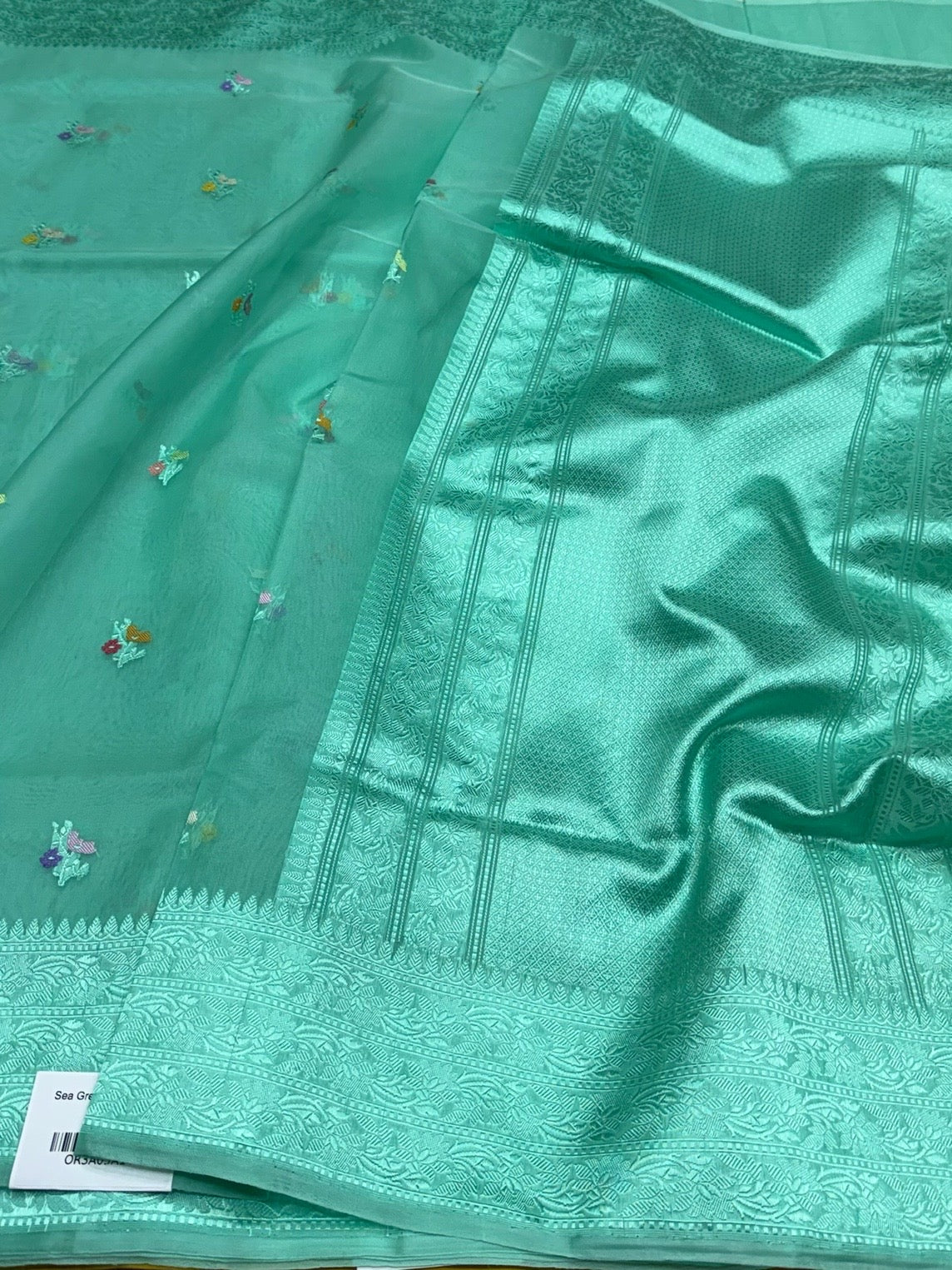 Sea Green Handwoven Pure Organza Silk Saree