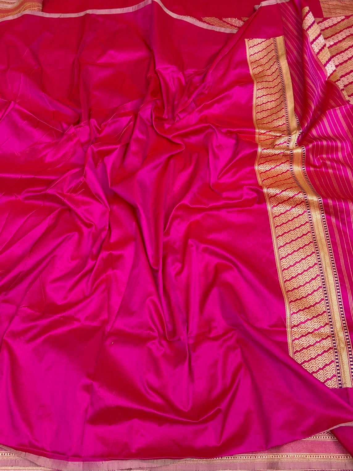 Rani Pink Handwoven Pure Banarasi Silk Brocade Saree