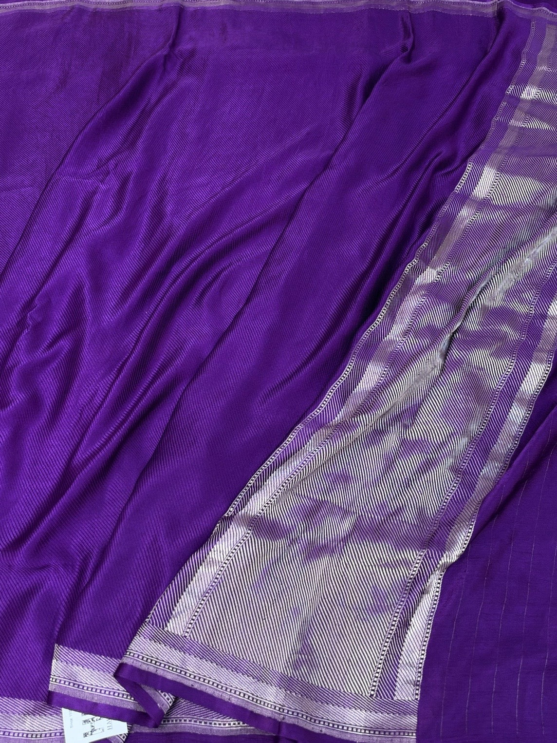 Purple Handwoven Pure Banarasi Mashru Satin Silk Saree