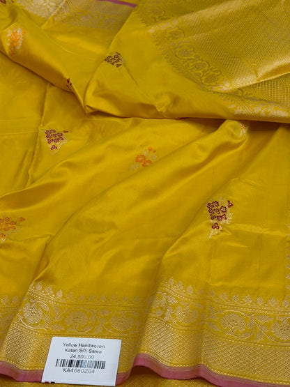 Yellow Handwoven Pure Banarasi Silk Saree