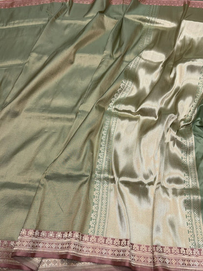 Pista Handwoven Pure Silk Brocade Saree