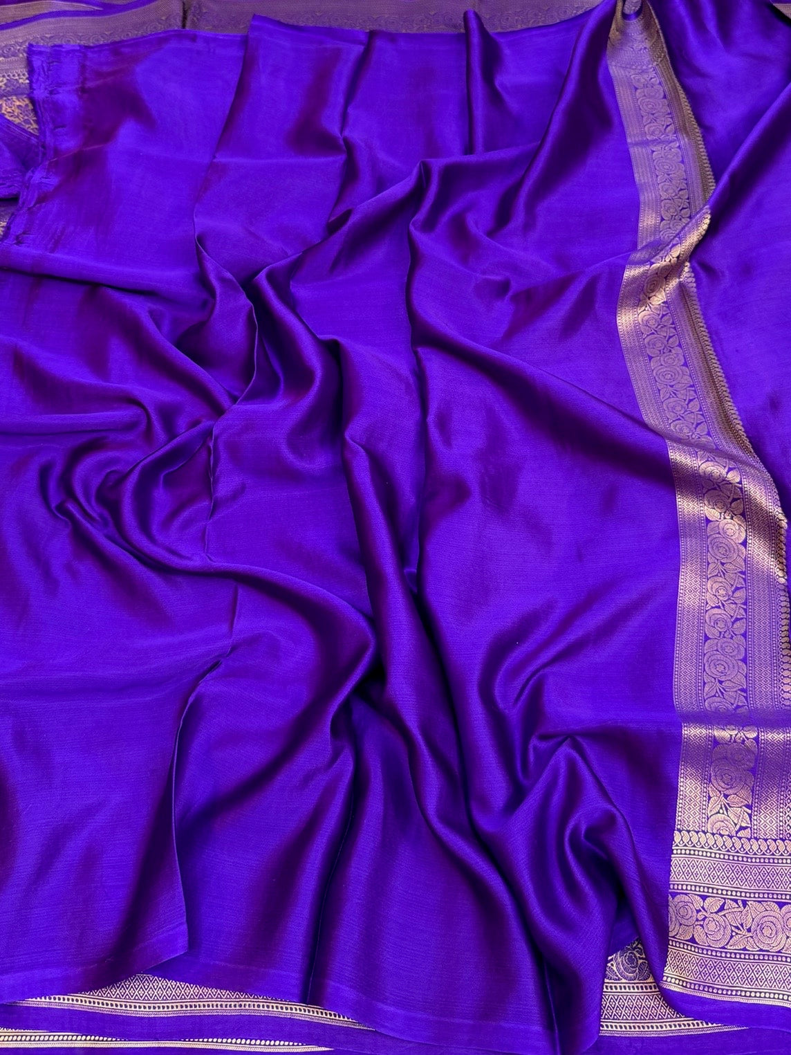 Purple Banarasi Pure Mashru Brocade Saree