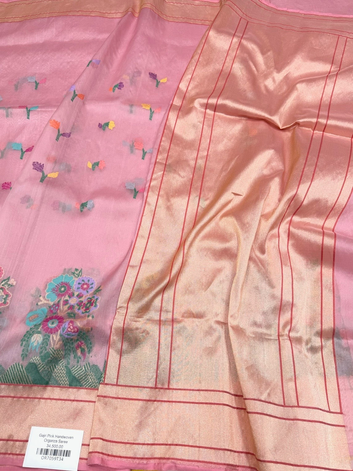 Gajiri Pink Handwoven Pure Banarasi Organza Silk Saree