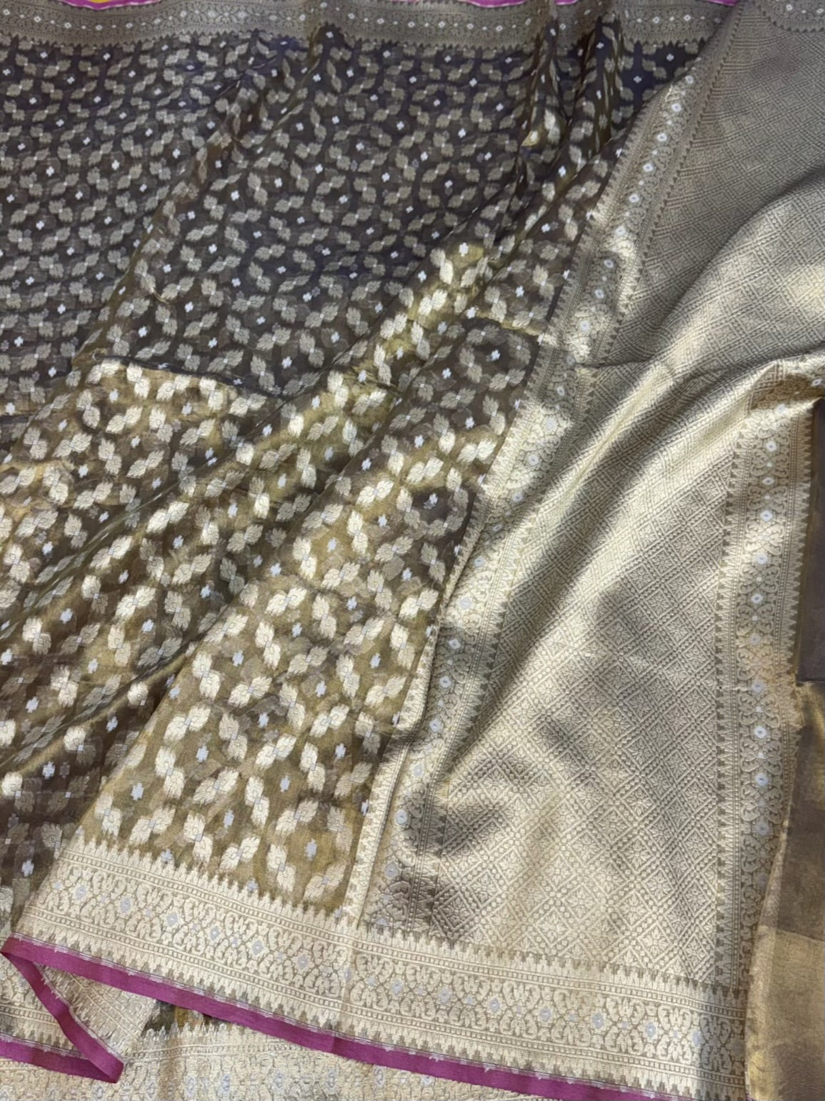 Brown Banarasi Pure Kora Tissue Saree