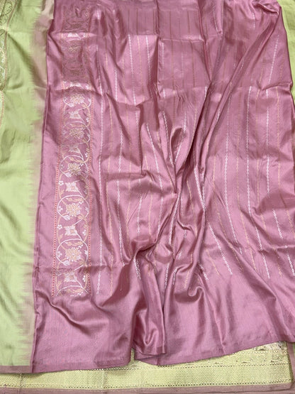 Pista Green Handwoven Pure Banarasi Ektara Silk Saree | Kadwa Weave | Pure Mulberry Ektara Silk | Handloom Banarasi Saree