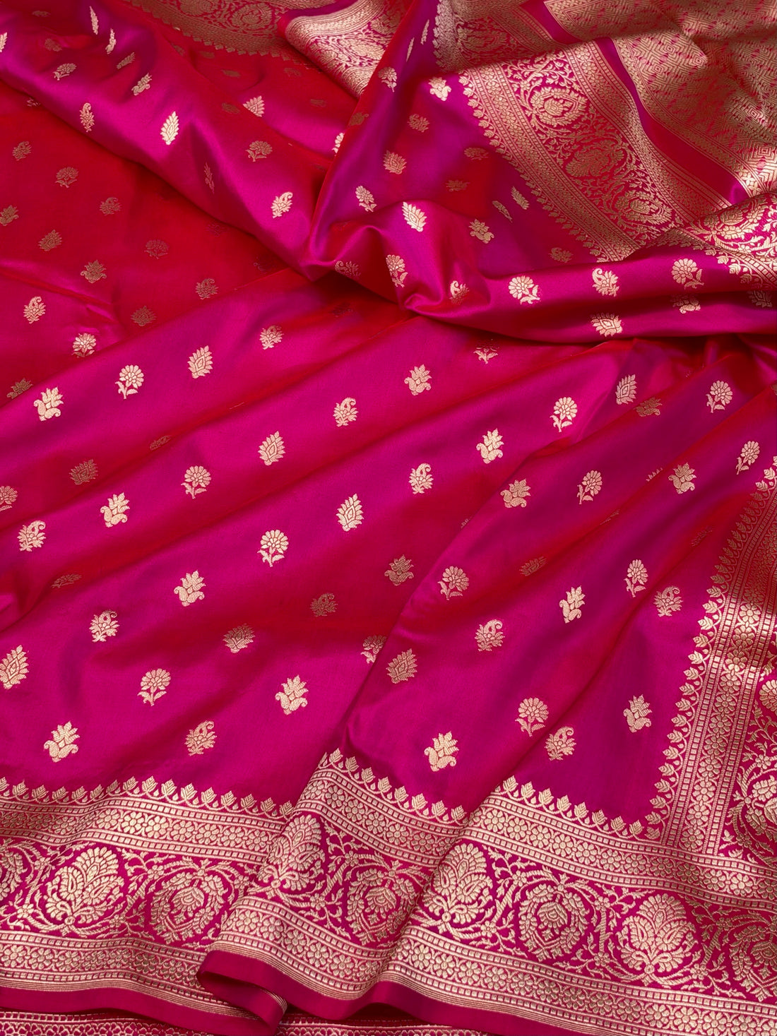 Rani Pink Banarasi Pure Katan Silk Saree