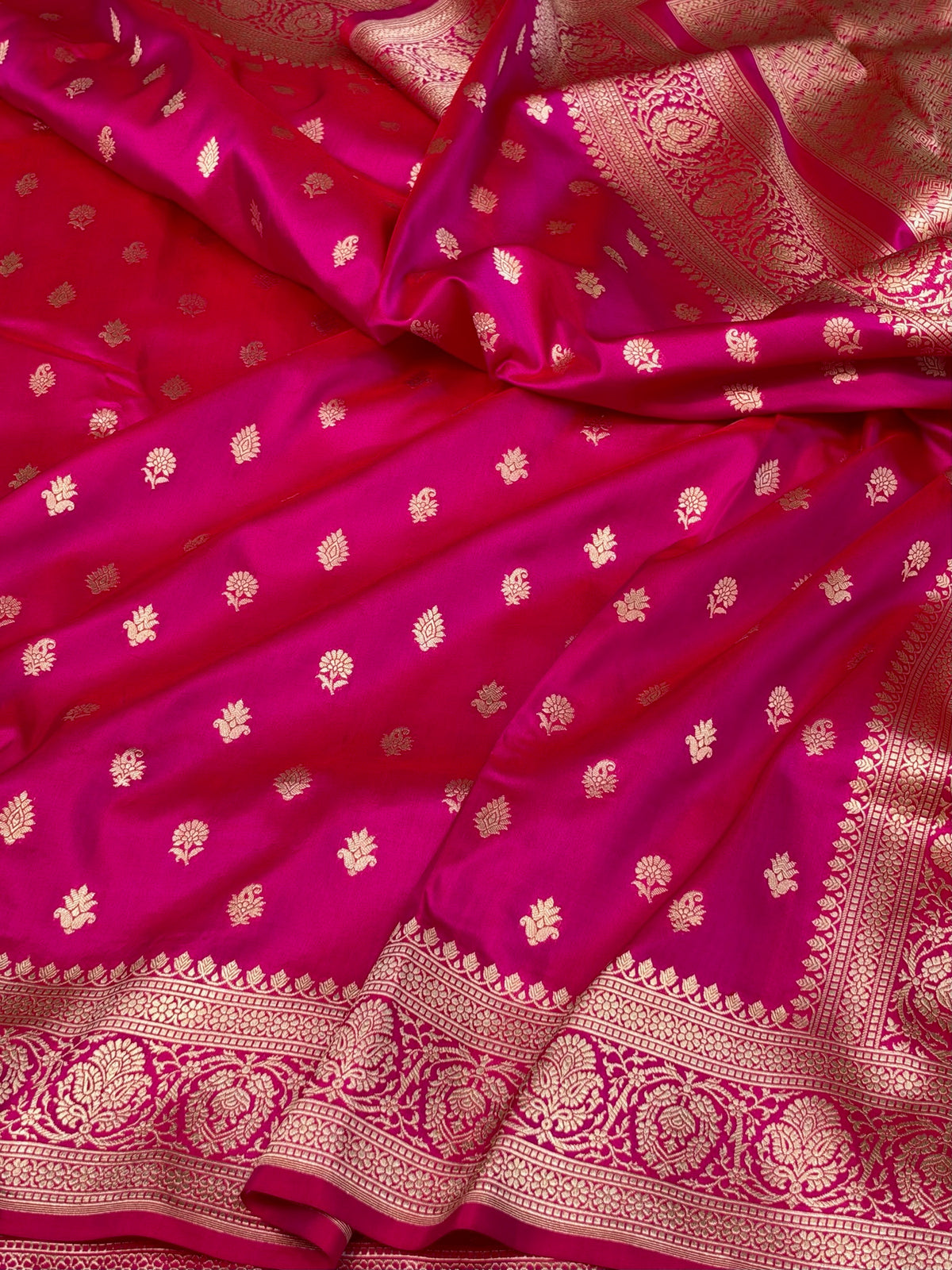 Rani Pink Banarasi Pure Katan Silk Saree