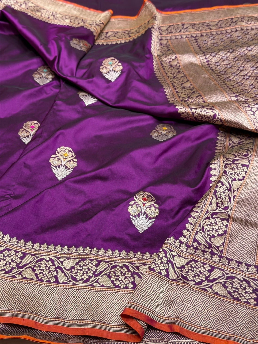 Magenta Handwoven Pure Banarasi Silk Saree – Kadwa Katan Mulberry Silk | Authentic Banaras Handloom