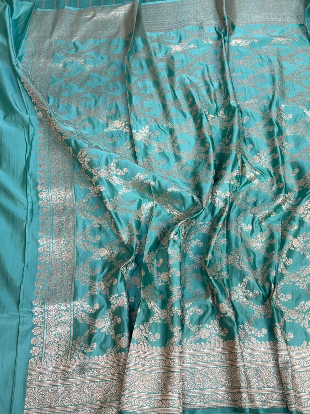 Sea Green Handwoven Pure Banarasi Satin Silk Saree