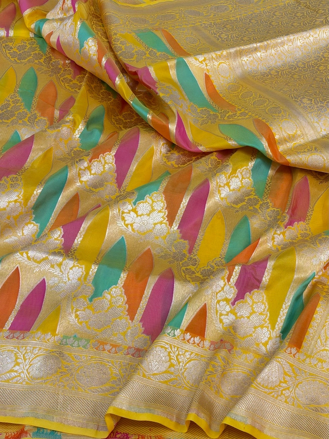 Yellow Rangkaat Banarasi Pure Katan Silk Saree