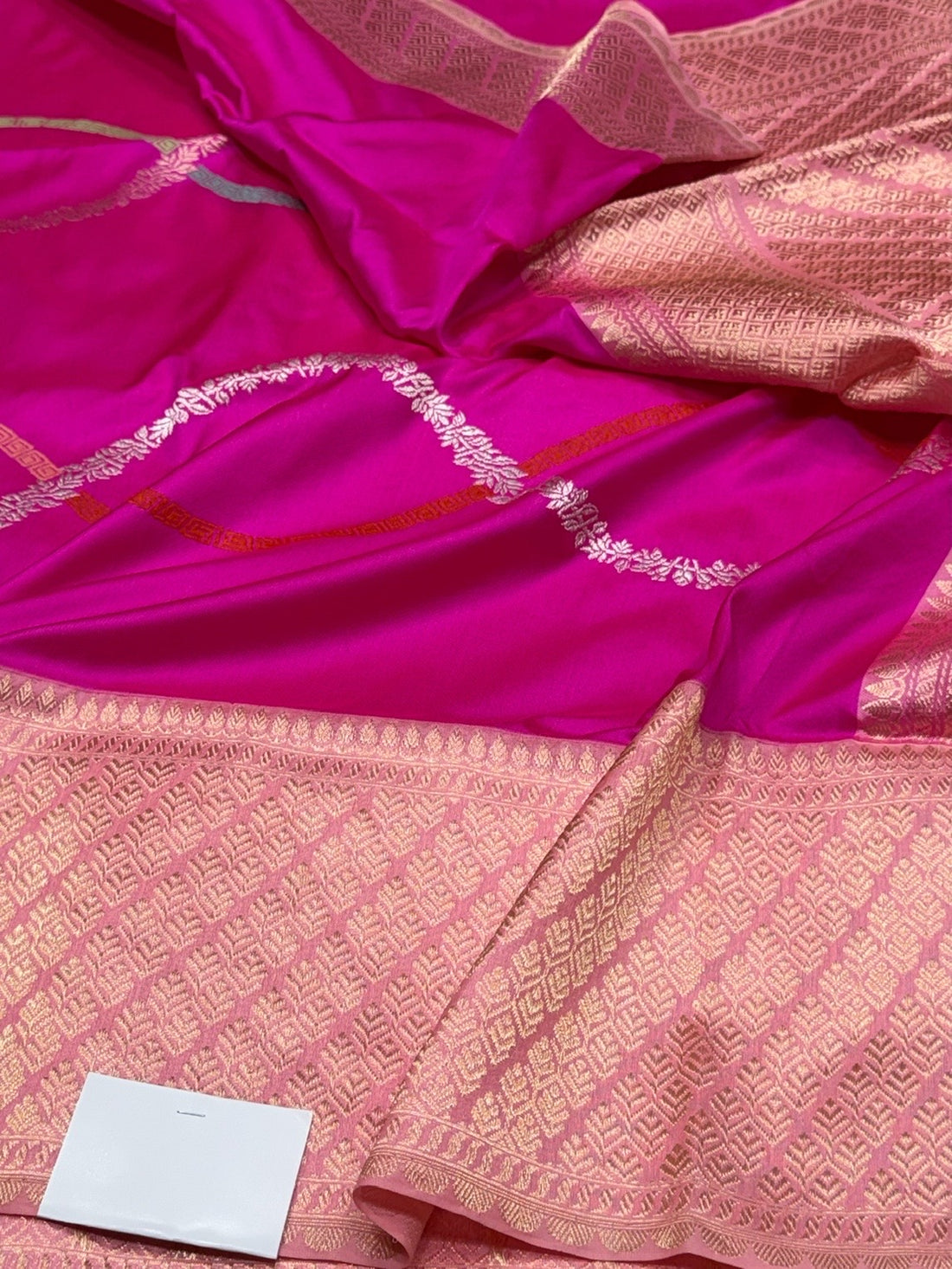 Rani Pink Handwoven Pure Banarasi Ektara Silk Saree
