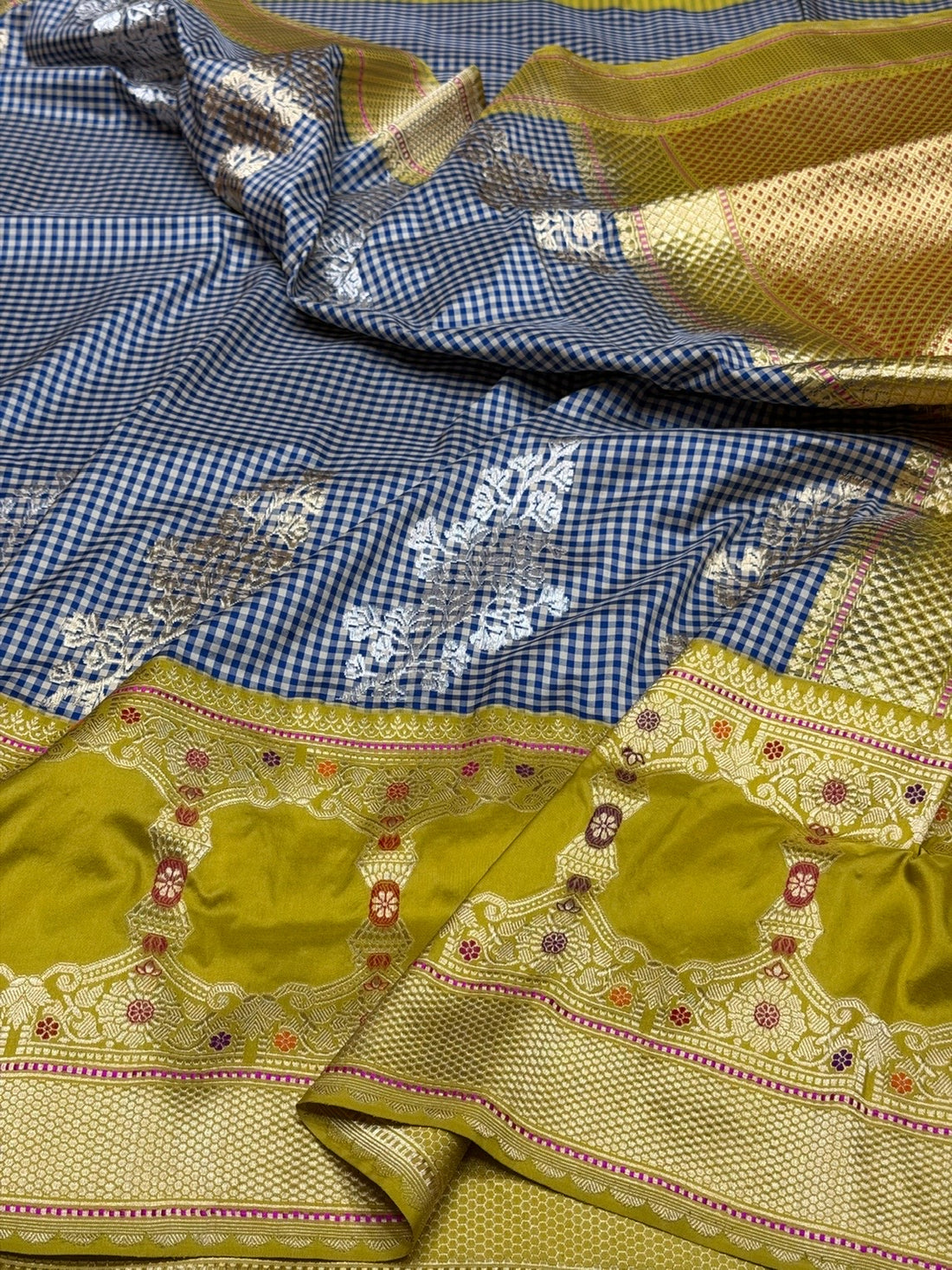 Mehndi Yellow Handwoven Pure Banarasi Silk Saree
