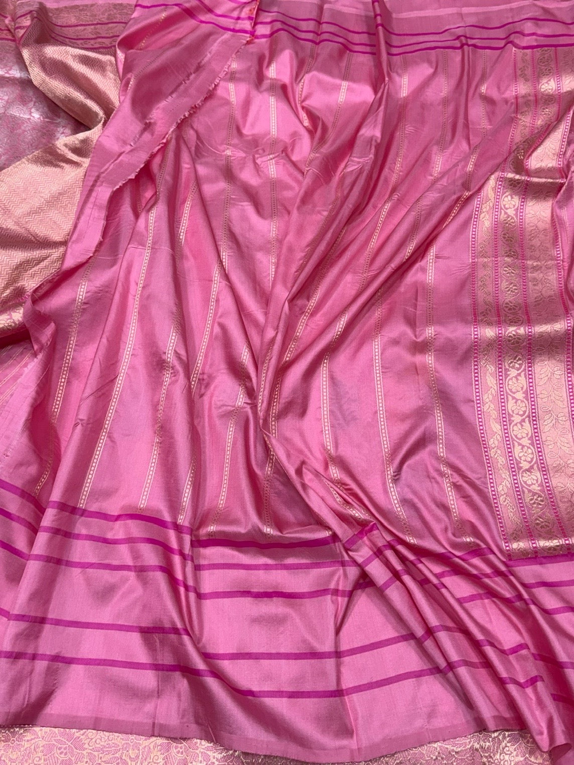 Baby Pink Handwoven Pure Banarasi Silk Kadwa Saree – 100% Pure Katan Mulberry Silk, Premium Brocade Weave
