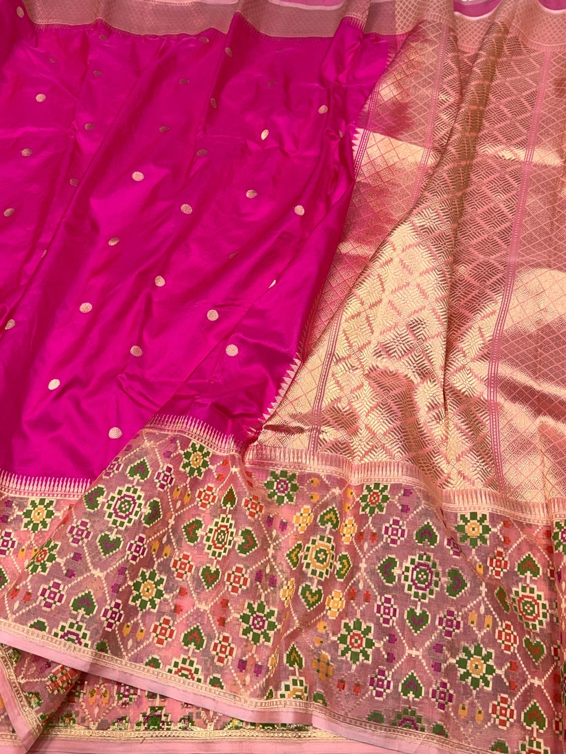 Rani Pink Pure Banarasi Katan Silk Saree – Handwoven Kadwa Booti
