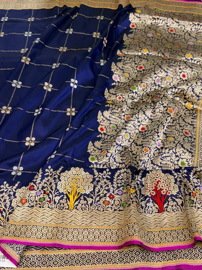 Neavy Blue Handwoven Pure Banarasi Katan Silk Saree