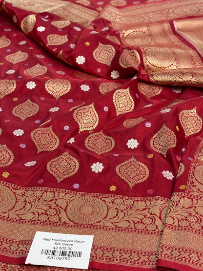 Red Handwoven Pure Silk Banarasi Saree