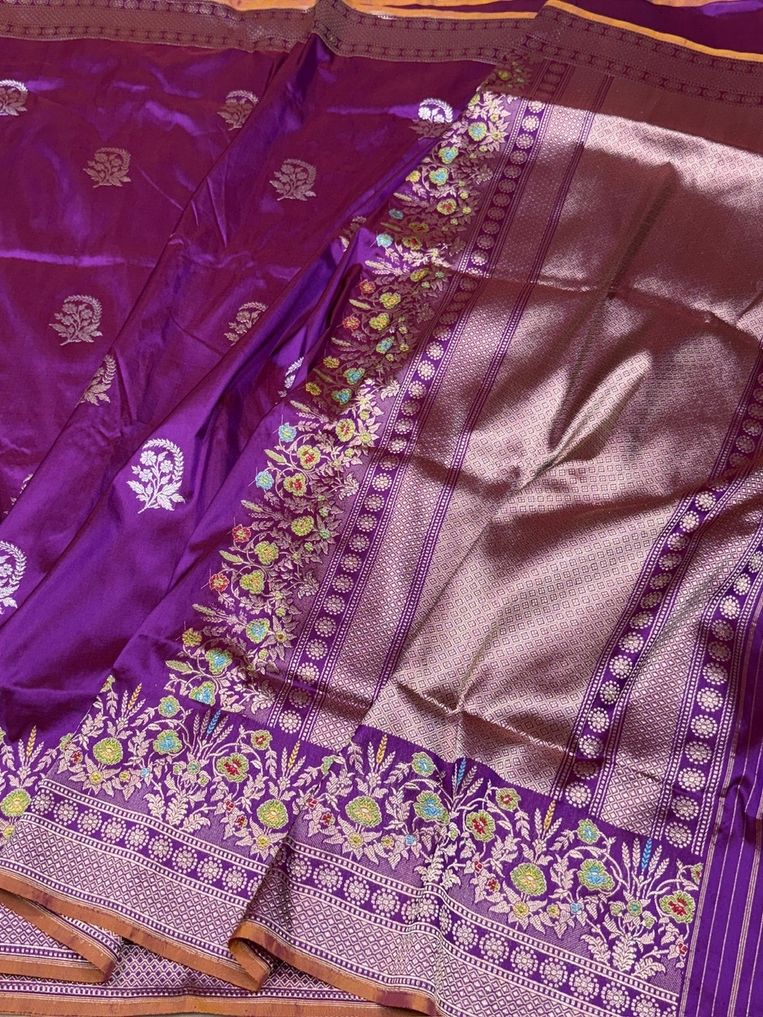 Purple Handwoven Pure Banarasi Silk Saree