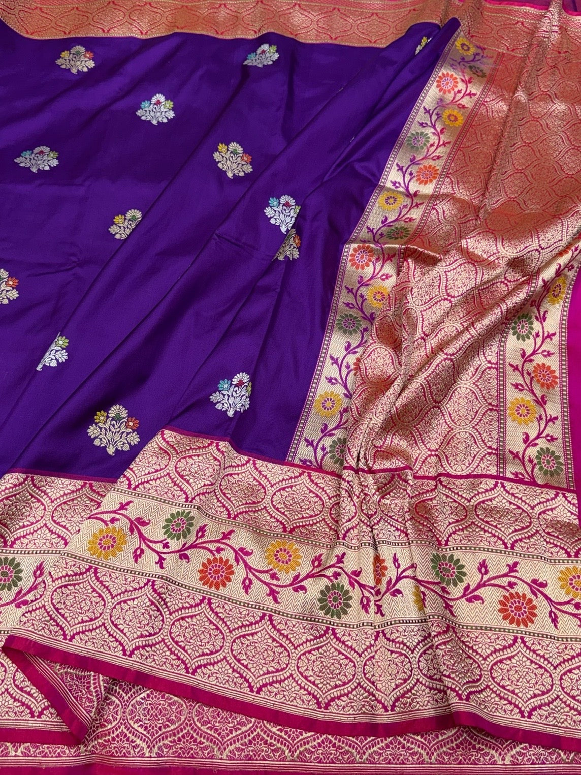 Purple Handwoven Pure Banarasi Ektara Silk Saree