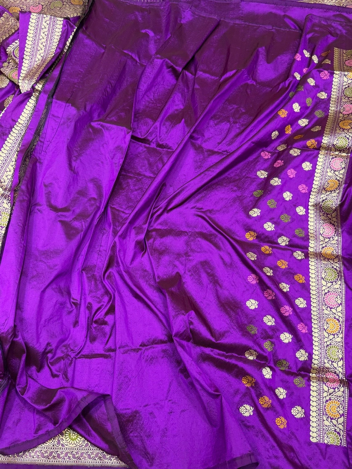 Purple Handwoven Pure Banarasi Silk Saree