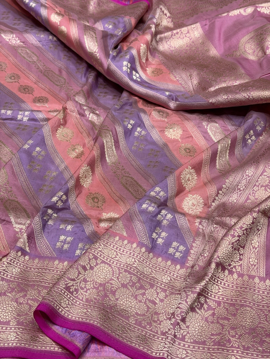 Multicolour Banarasi Pure Silk Saree – Cutwork Weave in 100% Pure Katan Silk