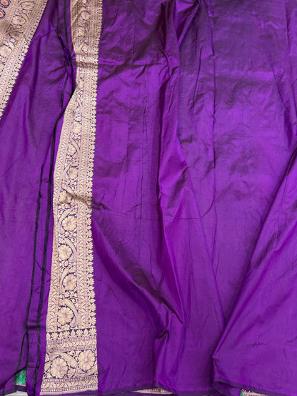 Purple Banarasi Minakari Pure Katan Silk Saree | Pure Silk | Minakari Work | | Banarasi Katan Silk Saree