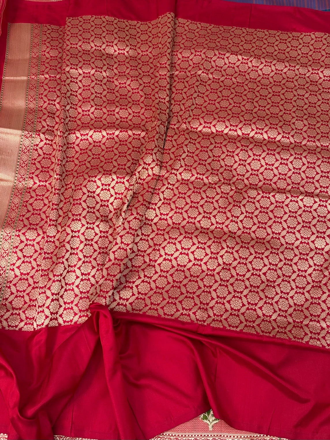 German Blue Handwoven Pure Banarasi Ektara Silk Saree
