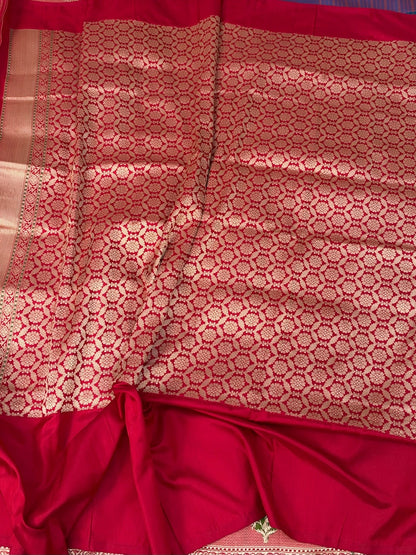 German Blue Handwoven Pure Banarasi Ektara Silk Saree