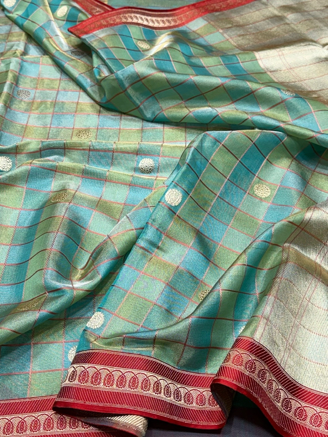 Sea Green Handwoven Pure Banarasi Ektara Tissue Saree