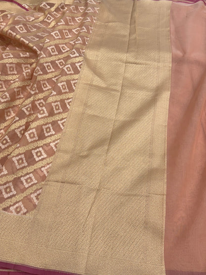 Peach Banarasi Pure Cotton Saree