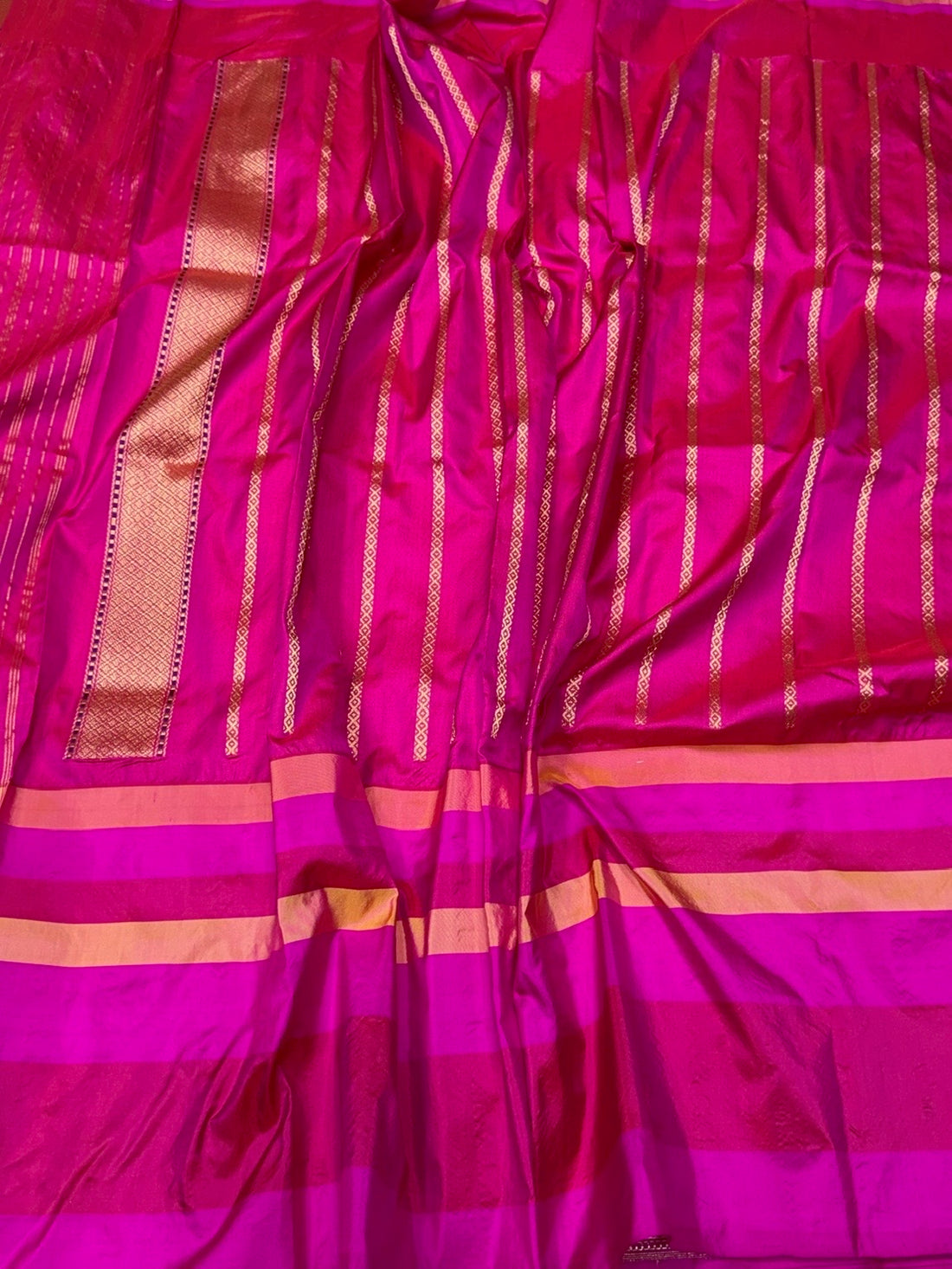 Peach Handwoven Pure Banarasi Ektara Silk Saree – Luxury Kadwa Weave
