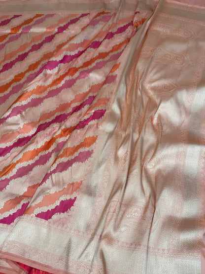 Peach Rangkaat Banarasi Pure Katan Silk Saree
