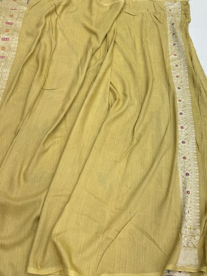 Pista Banarasi Pure Tussar Georgette Saree