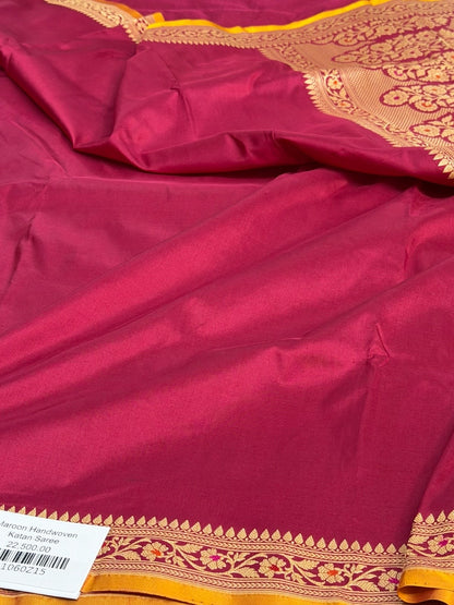 Maroon Handwoven Banarasi Pure Silk Saree