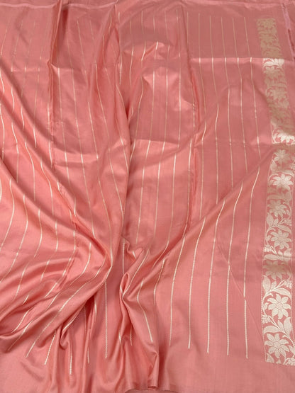 Peach Ektara Handwoven Pure Silk Banarasi Saree