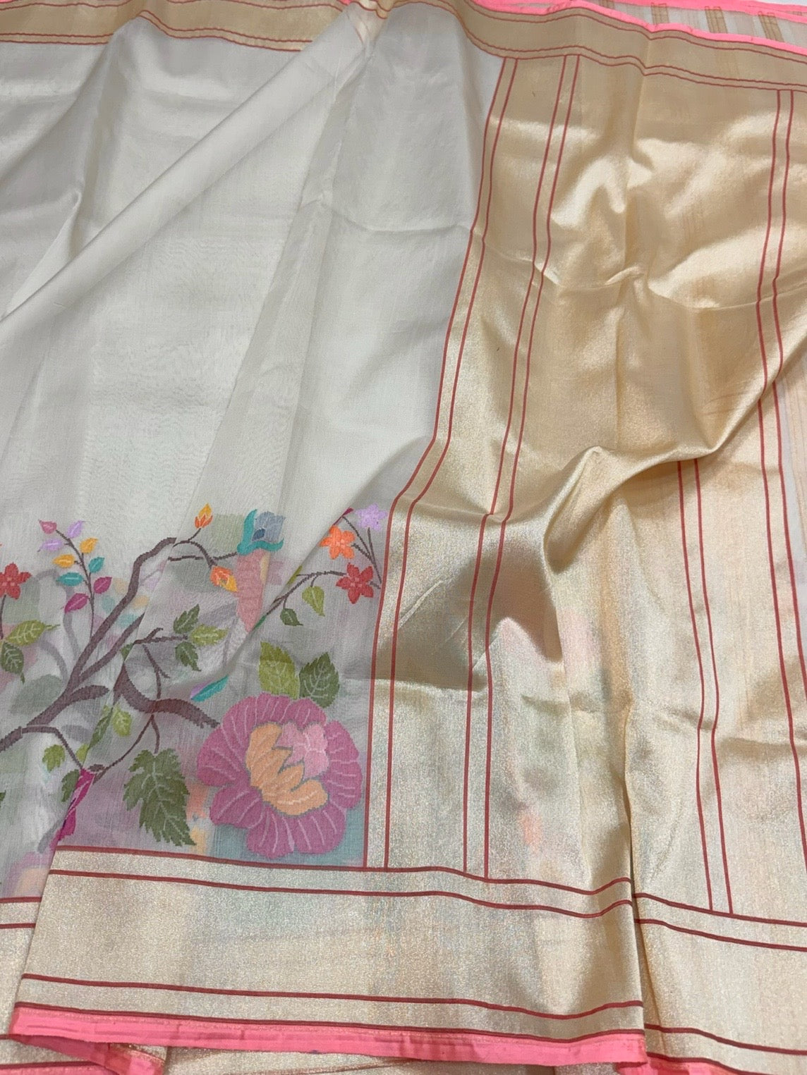 Ivory Handwoven Pure Organza Silk Saree