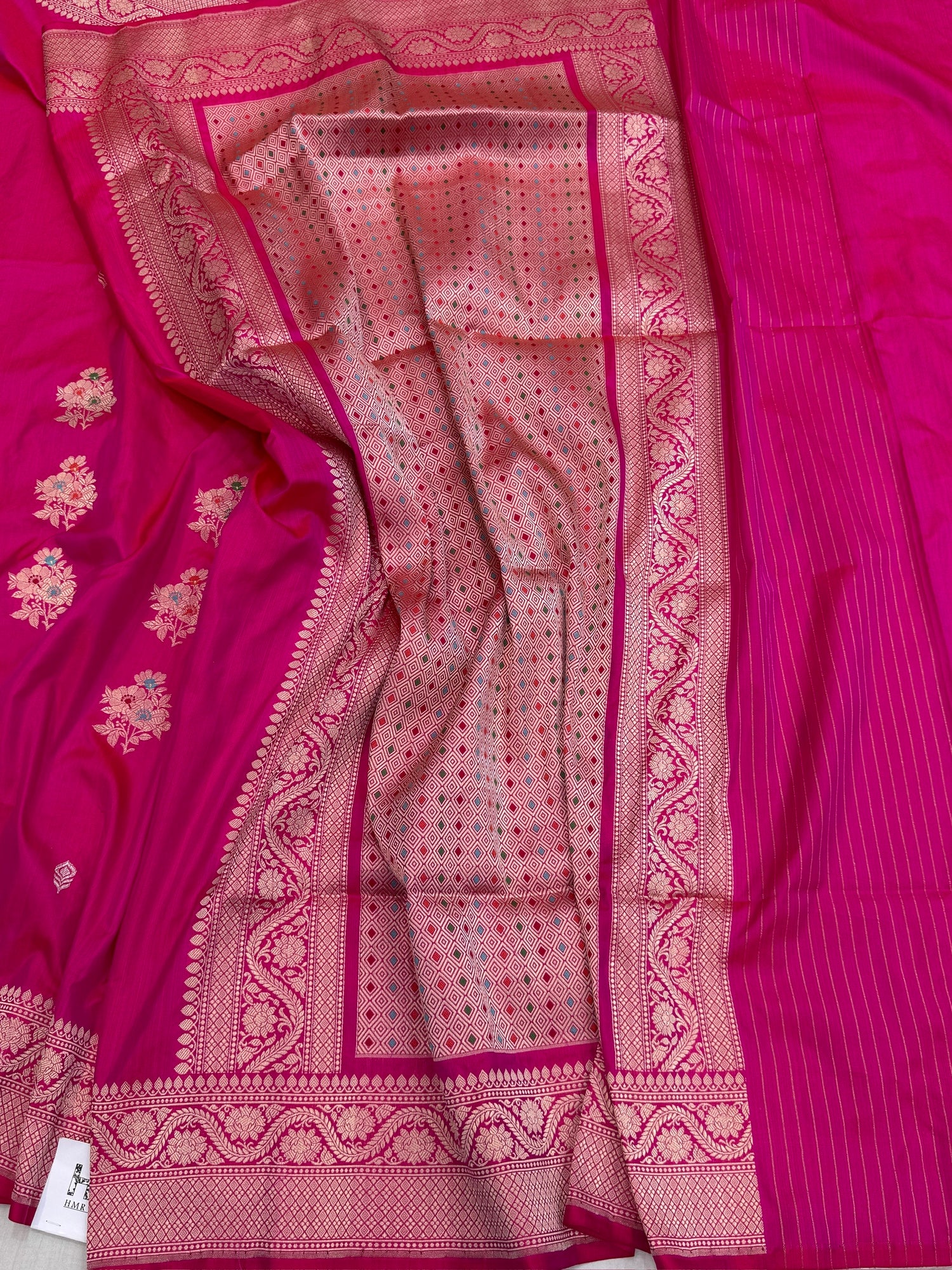 Rani Pink Handwoven Pure Katan Silk Banarasi Saree