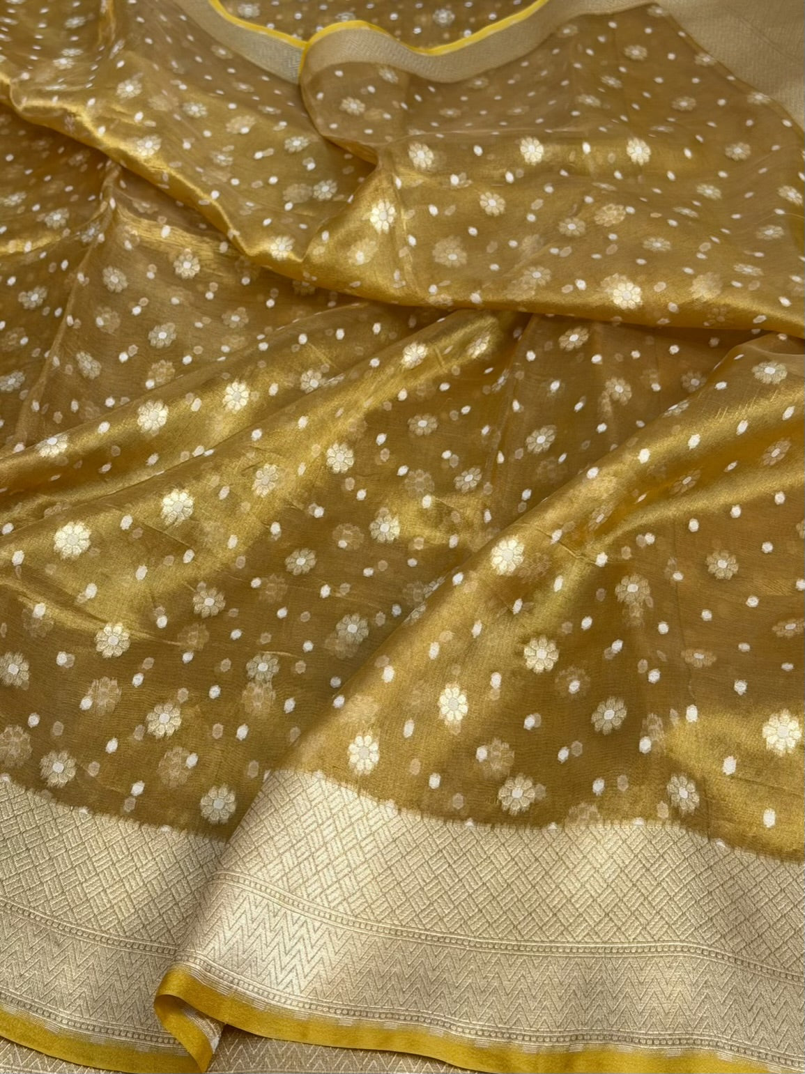 Gold Banarasi Pure Kora Tissue Saree